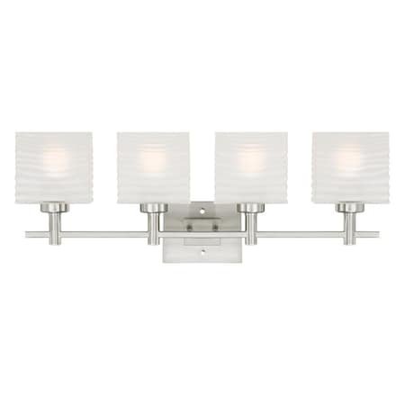 WESTINGHOUSE Four-Light Indoor Wall Fixture Alexander Brshd Nkl Ripple Wht Gls 6304100